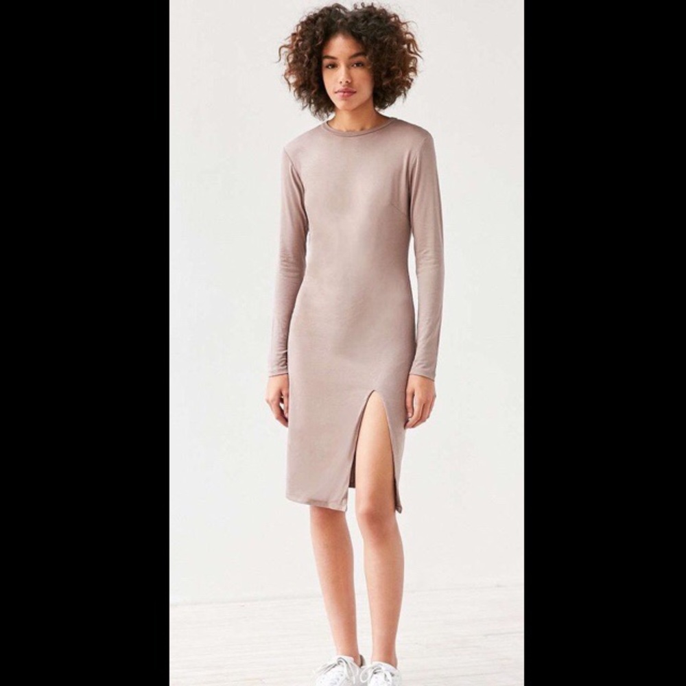 Silence + Noise Taupe Fitted Dress